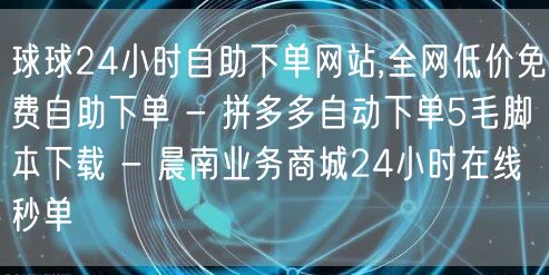 球球24小时自助下单网站,全网低价免费自