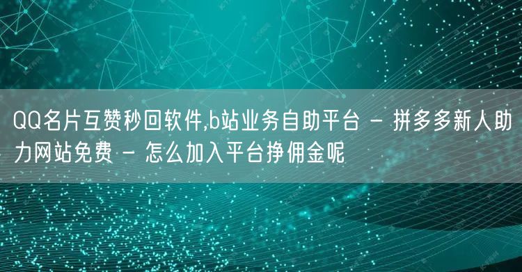 QQ名片互赞秒回软件,b站业务自助平台 