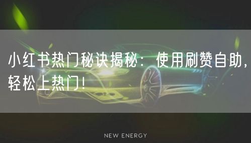 小红书热门秘诀揭秘：使用刷赞自助，轻松上