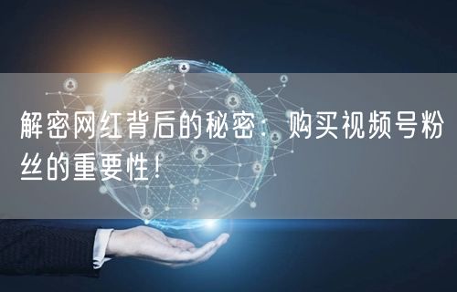 解密网红背后的秘密：购买视频号粉丝的重要