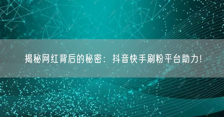 揭秘网红背后的秘密：抖音快手刷粉平台助力