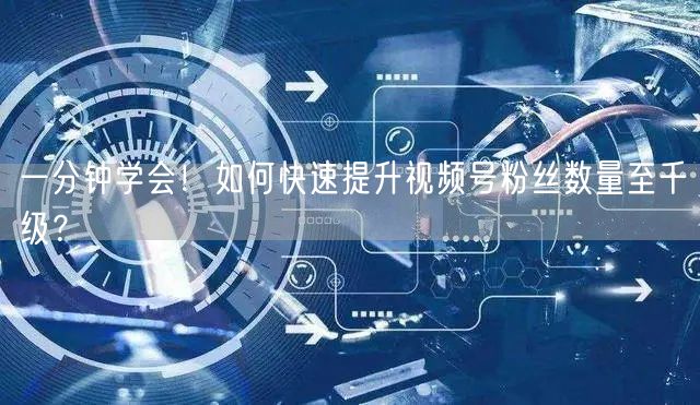 一分钟学会！如何快速提升视频号粉丝数量至