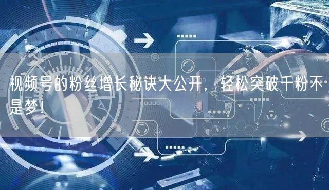 视频号的粉丝增长秘诀大公开，轻松突破千粉
