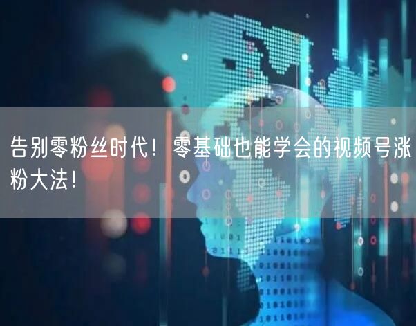 告别零粉丝时代！零基础也能学会的视频号涨
