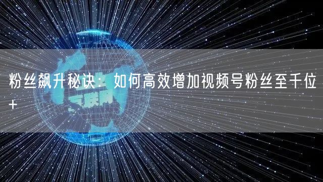 粉丝飙升秘诀：如何高效增加视频号粉丝至千