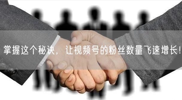 掌握这个秘诀，让视频号的粉丝数量飞速增长