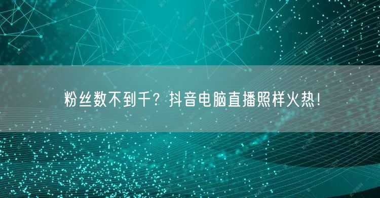 粉丝数不到千？抖音电脑直播照样火热！