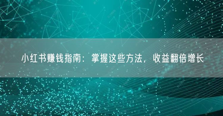 小红书赚钱指南：掌握这些方法，收益翻倍增