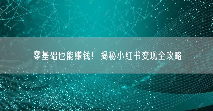 零基础也能赚钱！揭秘小红书变现全攻略